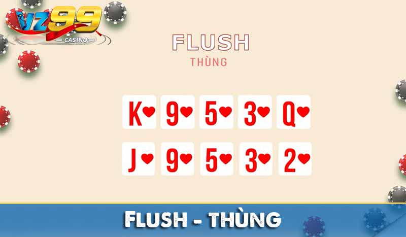 Bảng xếp hạng Tay Bài Poker từ mạnh đến yếu 17 Flush – Thùng