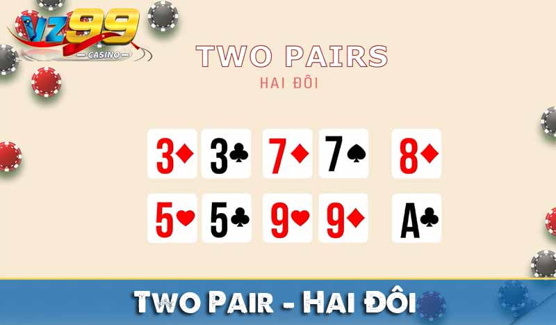 Bảng xếp hạng Tay Bài Poker từ mạnh đến yếu 20 Two Pair – Hai Đôi